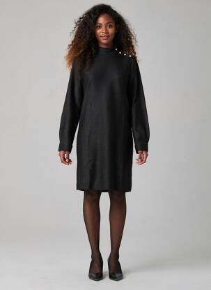 Robe mi-longue manches longues manches longues noir I.CODE (By IKKS) femme