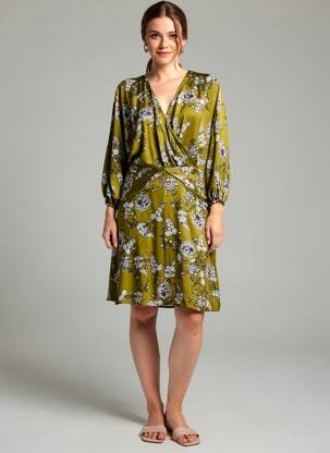 Robe mi-longue manches 3/4 manches 3/4 vert IKKS femme