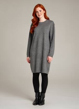 Robe pull coupe droite manches longues gris IKKS femme