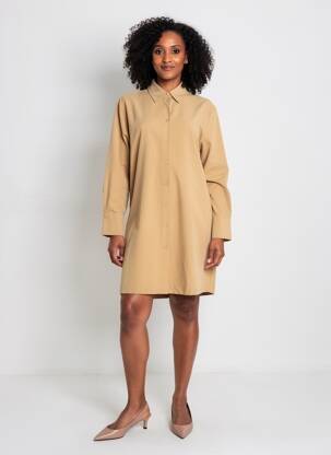 Robe courte manches longues manches longues marron YAYA femme