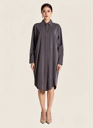 Robe mi-longue manches longues manches longues gris YAYA femme