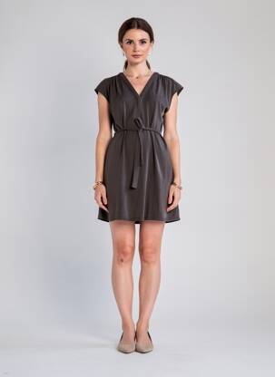 Robe courte manches courtes manches courtes gris YAYA femme