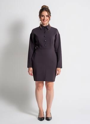 Robe courte manches longues manches longues noir YAYA femme