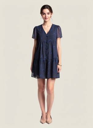 Robe courte manches courtes manches courtes bleu I.CODE (By IKKS) femme