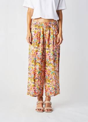 Pantalon droit tissage crêpe taille normale jaune AGATHE & LOUISE femme