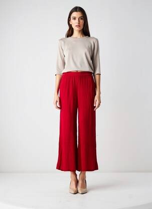 Pantalon large tissage crêpe taille normale rouge AGATHE & LOUISE femme