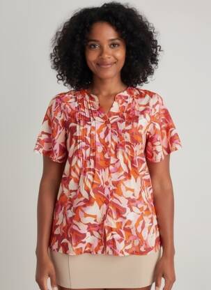 Chemisier manches courtes manches courtes orange AGATHE & LOUISE femme