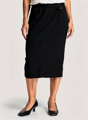 Jupe mi-longue stretch noir FRANCOISE femme