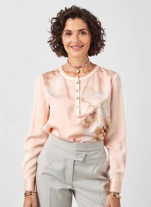 Blouse imprimé fantaisie manches longues rose BASLER femme