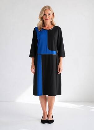 Robe mi-longue manches longues manches longues noir FRANK WALDER femme