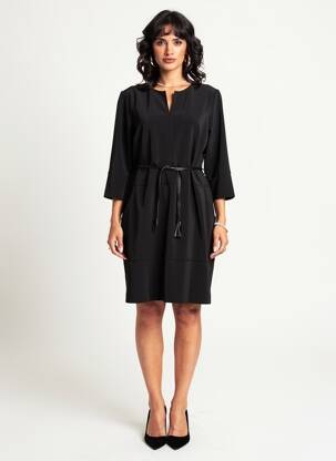 Robe mi-longue manches longues manches longues noir JOSEPH RIBKOFF femme