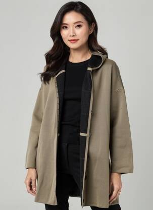 Veste casual col rond gris BASLER femme