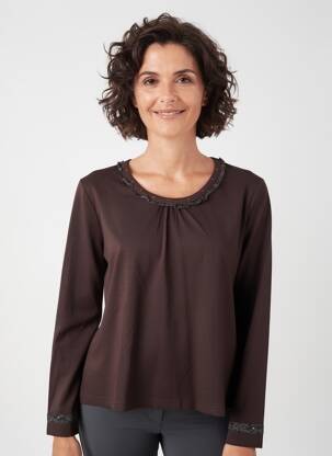 Top manches longues manches longues marron LUCIA femme