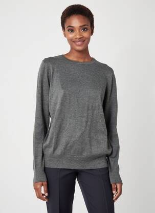 Pull tissage chiné manches longues gris TRIPODE femme