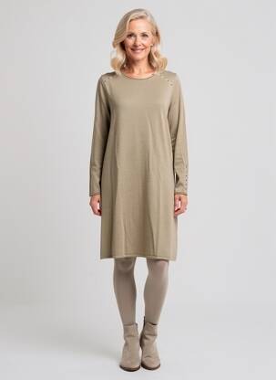 Robe pull coupe droite manches longues vert BASLER femme