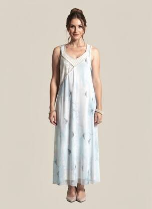 Robe longue imprimé fantaisie sans manche bleu ELISA CAVALETTI femme
