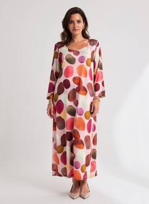 Robe mi-longue manches 3/4 manches 3/4 rose ALEMBIKA femme