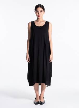 Robe mi-longue sans manche sans manche noir OZAI N KU femme