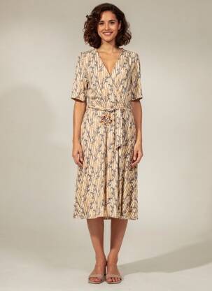 Robe mi-longue manches courtes manches courtes beige SURKANA femme
