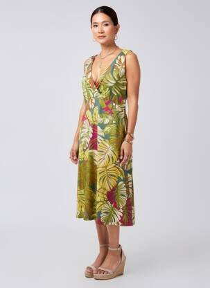 Robe mi-longue sans manche sans manche vert SURKANA femme
