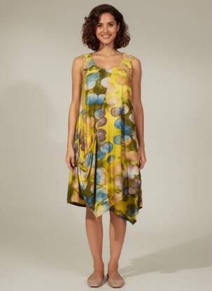 Robe courte sans manche sans manche jaune ALEMBIKA femme