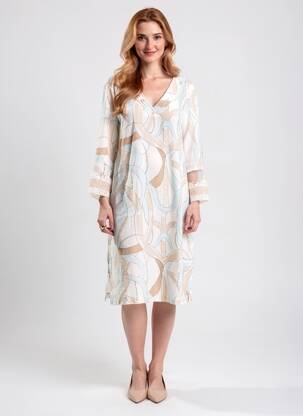 Robe mi-longue manches 3/4 manches 3/4 blanc ELISA CAVALETTI femme