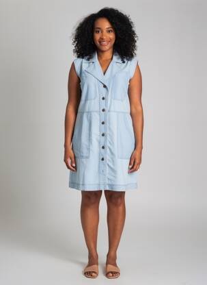Robe mi-longue manches courtes manches courtes bleu EVA KAYAN femme