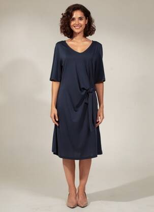 Robe mi-longue manches courtes manches courtes bleu ÉTYMOLOGIE femme