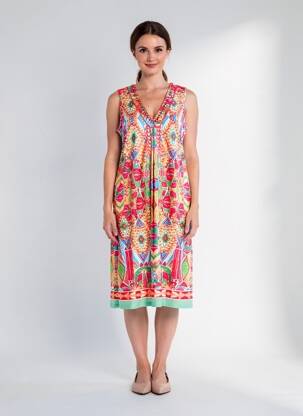Robe mi-longue sans manche sans manche rouge K-DESIGN femme