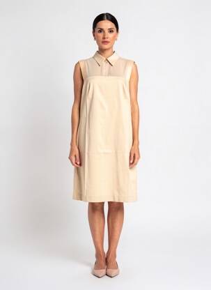 Robe mi-longue sans manche sans manche beige EVA KAYAN femme