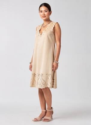 Robe courte sans manche sans manche beige TRICOT CHIC femme