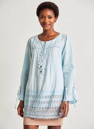 Tunique manches longues fermeture boutonnée sur le devant bleu ARTE PURA femme