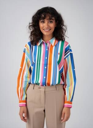 Chemisier manches longues manches longues bleu K-DESIGN femme