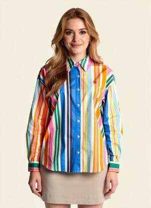 Chemisier manches longues manches longues bleu K-DESIGN femme