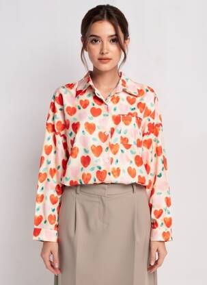 Chemisier imprimé fantaisie manches longues rose LM LULU femme