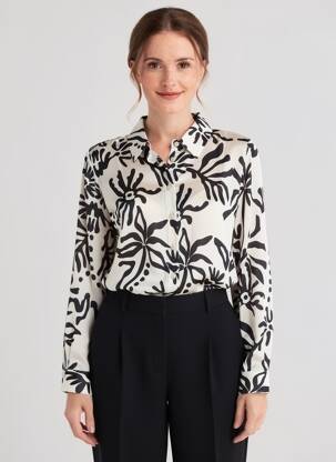 Chemisier imprimé fantaisie manches longues blanc TUZZI femme