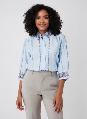 Chemisier imprimé fantaisie manches 3/4 bleu SURKANA femme