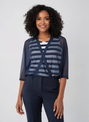 Top col rond manches 3/4 bleu TUZZI femme