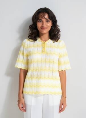 Top manches courtes manches courtes jaune LEO & UGO femme