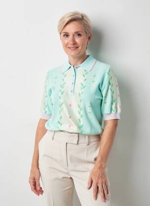 Top imprimé fantaisie manches courtes bleu ALDO MARTIN'S femme