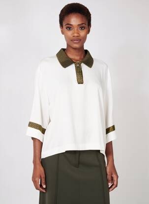 Top stretch manches 3/4 blanc TRICOT CHIC femme