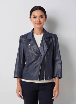 Veste casual coupe droite bleu EVA KAYAN femme