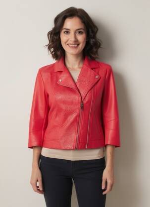 Veste casual coupe droite rouge EVA KAYAN femme