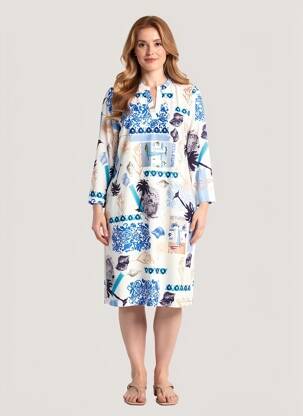 Robe mi-longue manches 3/4 manches 3/4 bleu TUZZI femme