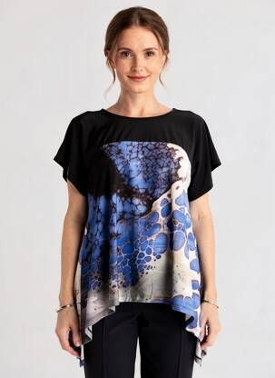 Tunique manches courtes tissage jersey noir OZAI N KU femme
