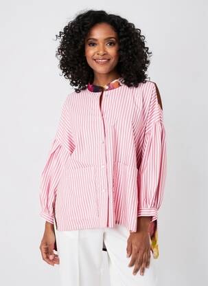 Tunique manches longues fermeture boutonnée sur le devant rose ALEMBIKA femme