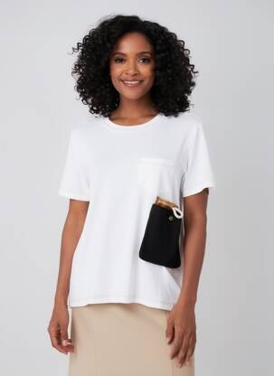 T-shirt stretch manches courtes blanc TRICOT CHIC femme