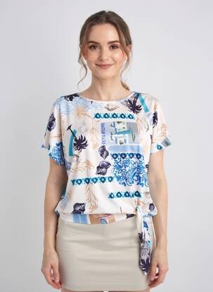 Top stretch manches courtes bleu TUZZI femme