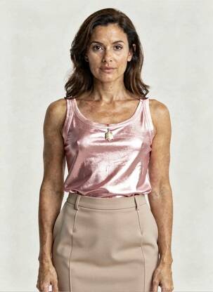 Top col carré sans manche rose ELISA CAVALETTI femme