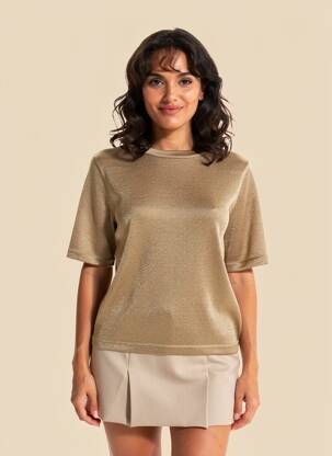 Pull coupe cintrée manches courtes or RINO & PELLE femme